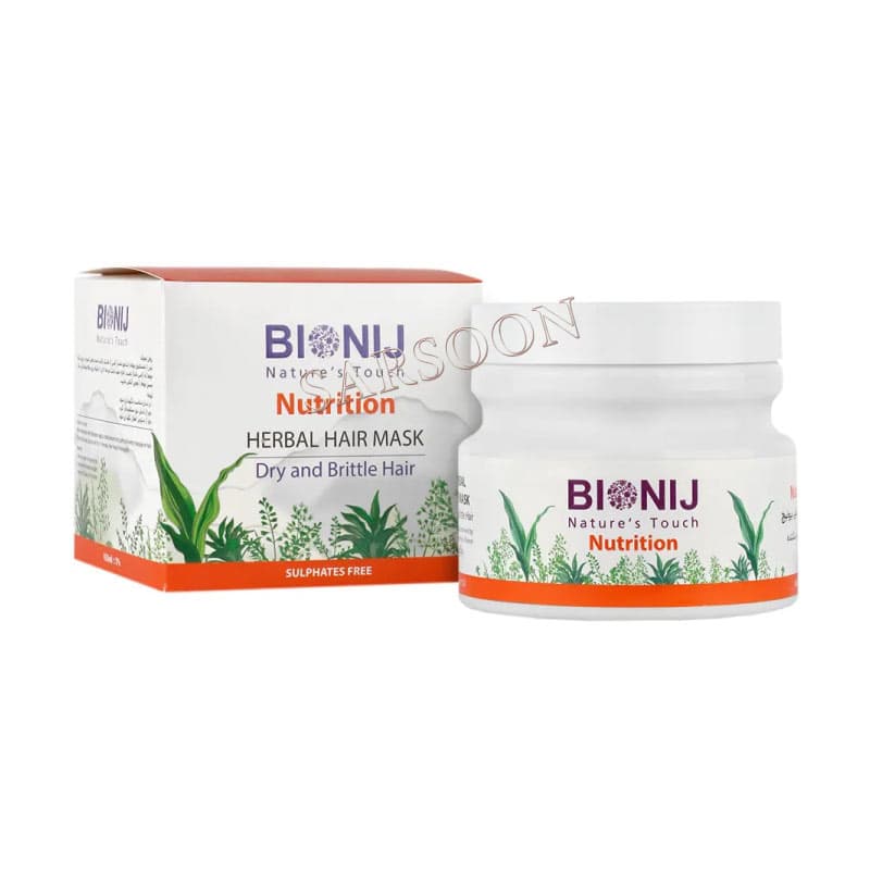 ماسک مو کاسه ای گیاهی موهای خشک و شکننده بیونیج 450 ميلی لیتر Bionij Nutrition Herbal Sulphates Free Hair Mask 450ml