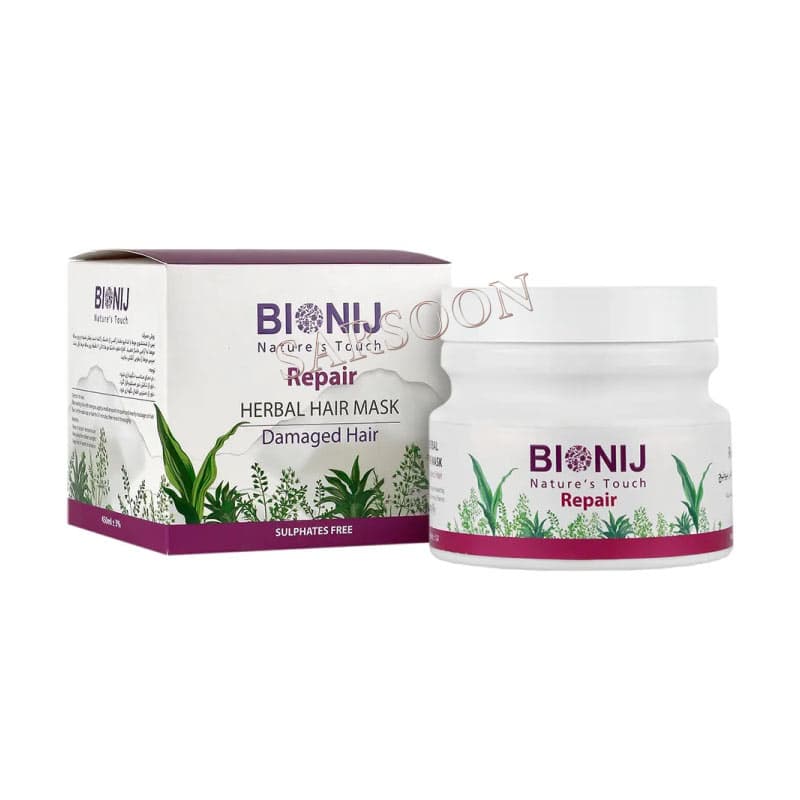 ماسک مو کاسه ای داخل حمام بیونیج مدل repair مناسب موی آسیب دیده BIONIJ Repair Herbal Damaged Hair Mask — تصویر ۲
