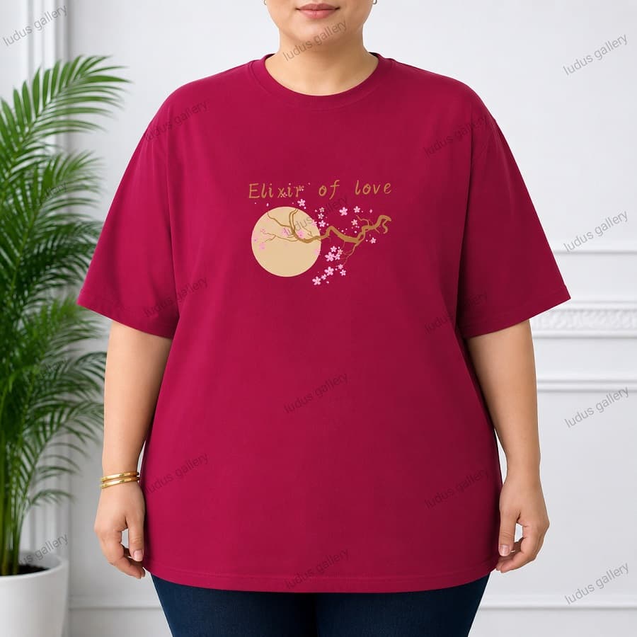 تیشرت سایز بزرگ زنانه طرح شکوفه کد TSH82