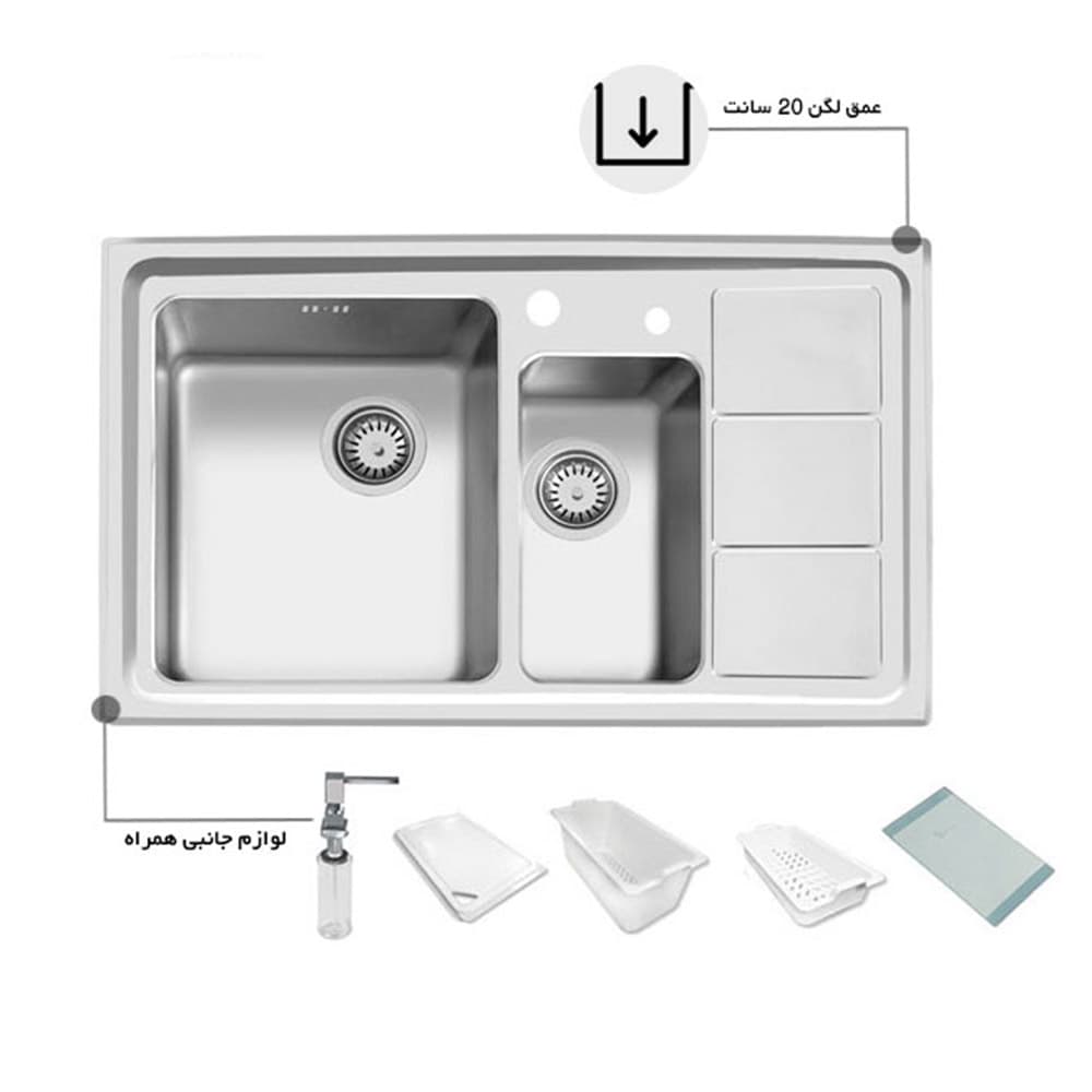سینک اخوان توکار کد 376 — تصویر ۲