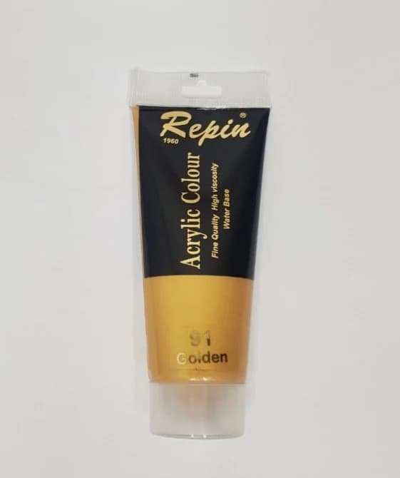 رنگ اکریلیک تیوپی ۷۵ میل ریپین-طلایی متالیک