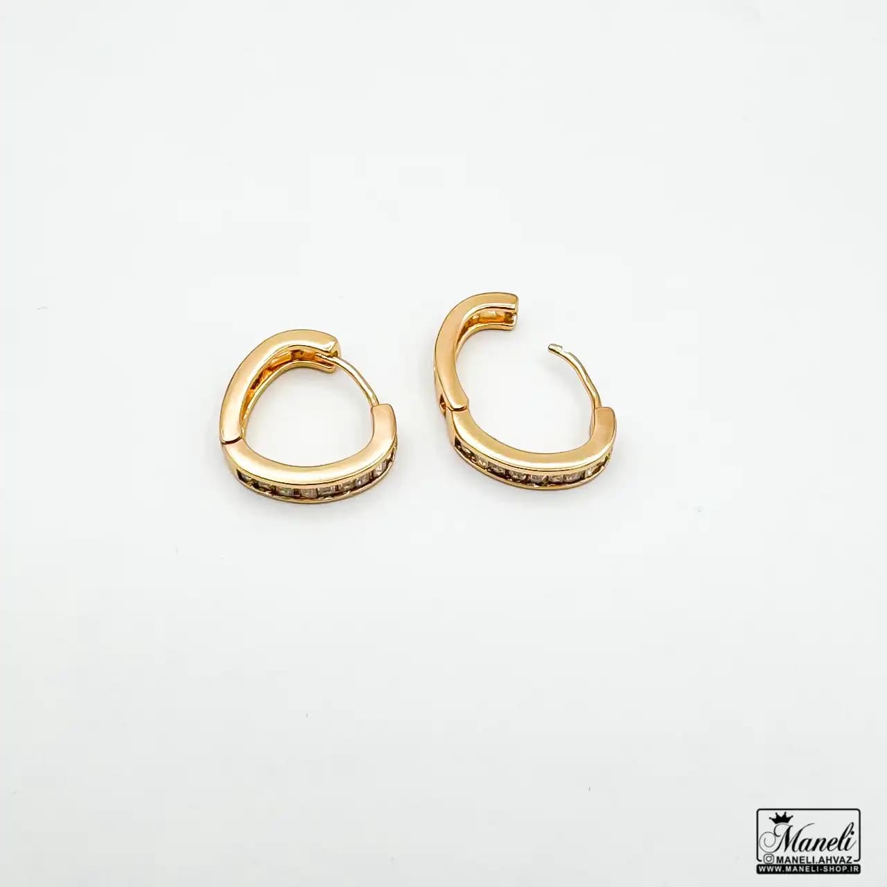 گوشواره حلقه ای نگین دار ساده ژوپینگ 40977 — تصویر ۴