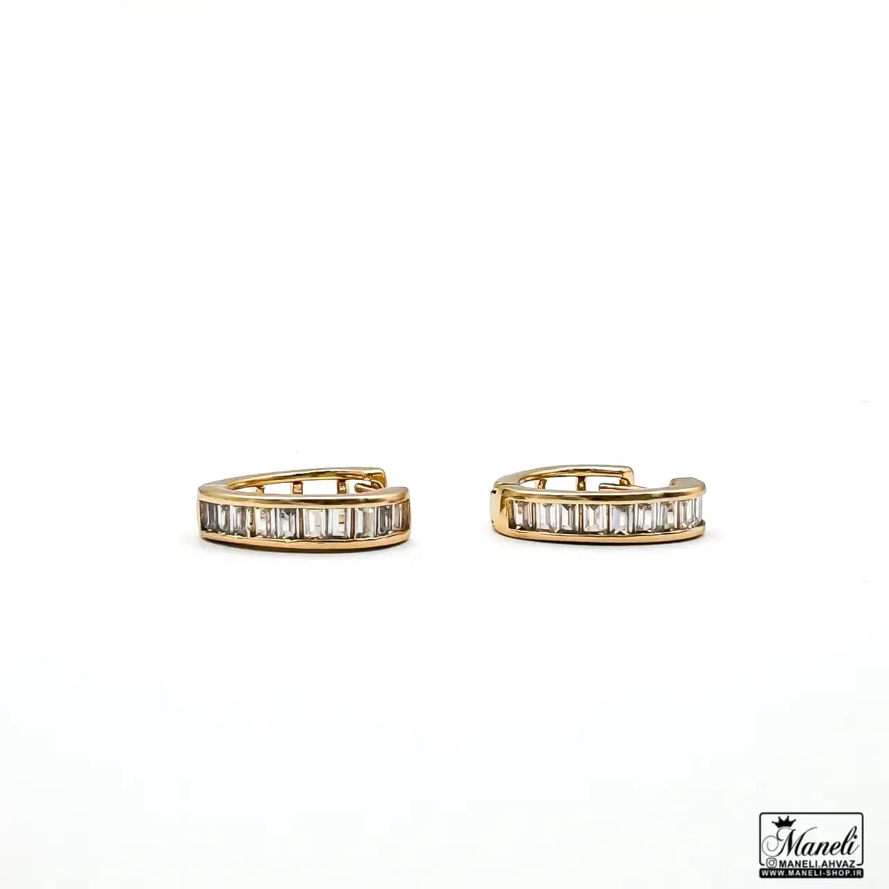 گوشواره حلقه ای نگین دار ساده ژوپینگ 40977 — تصویر ۵