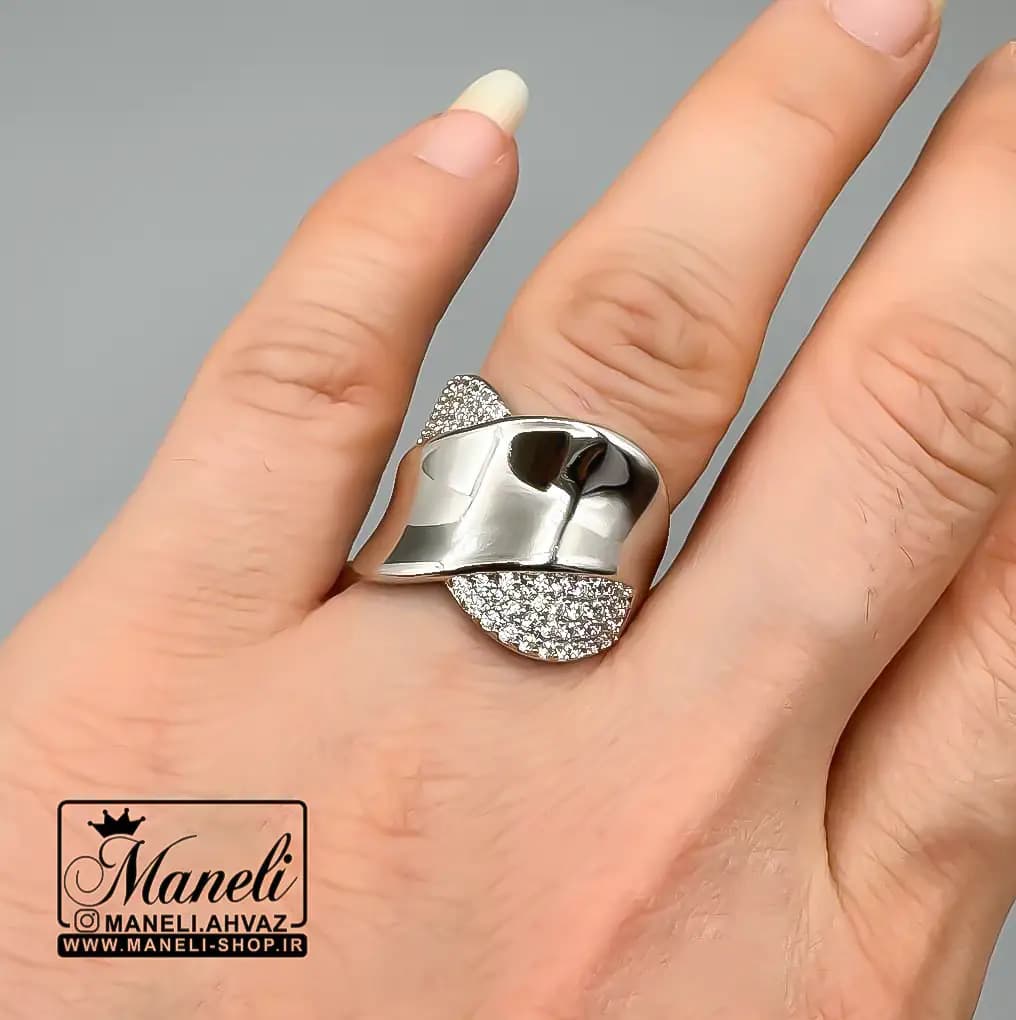 انگشتر زنانه ژوپینگ نقره ای نگین دار سایز 7 |14040973 — تصویر ۲
