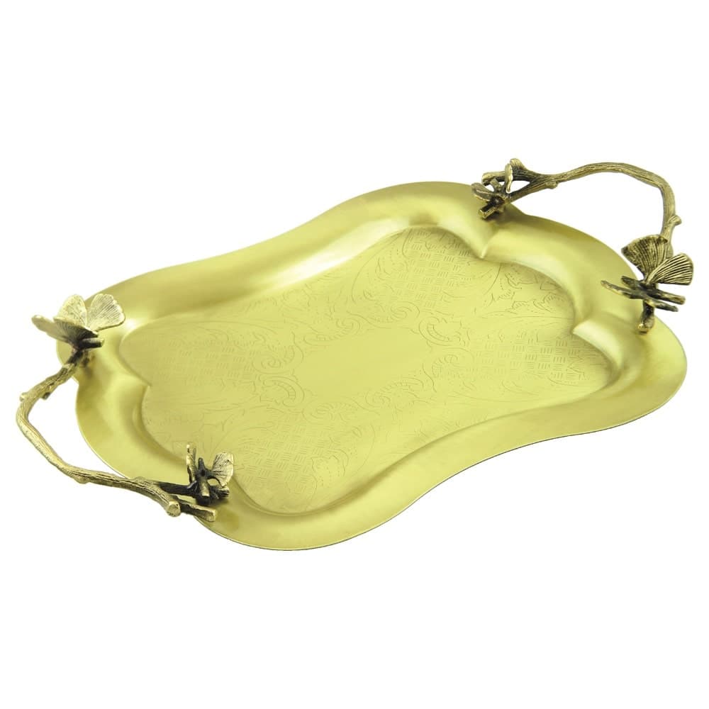 سينی پذیرایی مدل کمر باریک بزرگ برنجی کد B-3093