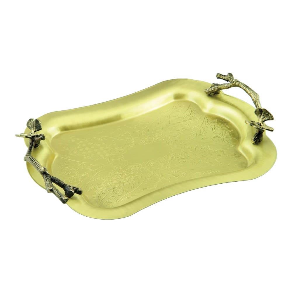 سينی پذیرایی مدل کمر باریک متوسط برنجی کد B-3092
