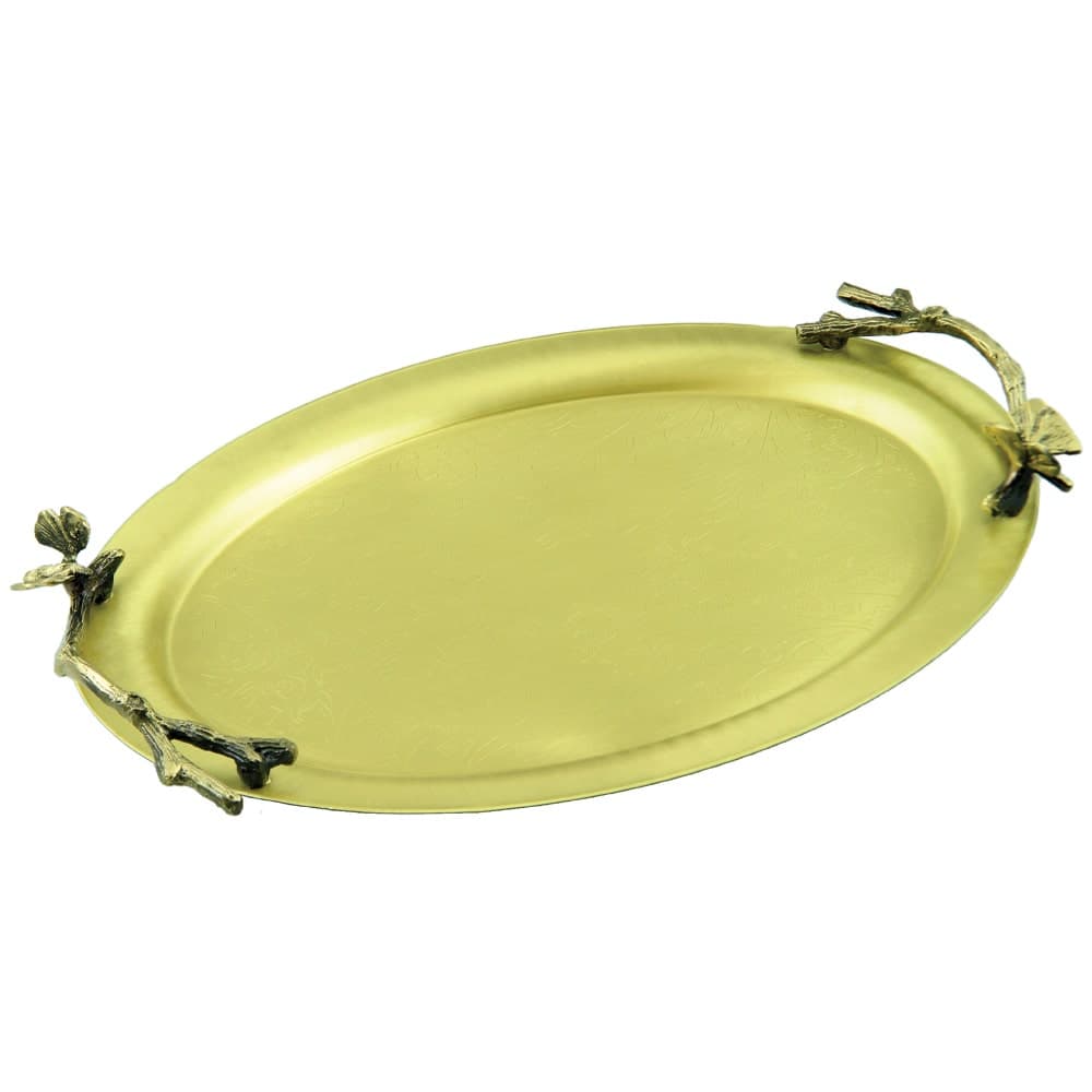 سينی پذیرایی مدل بیضی بزرگ برنجی کد B-3089