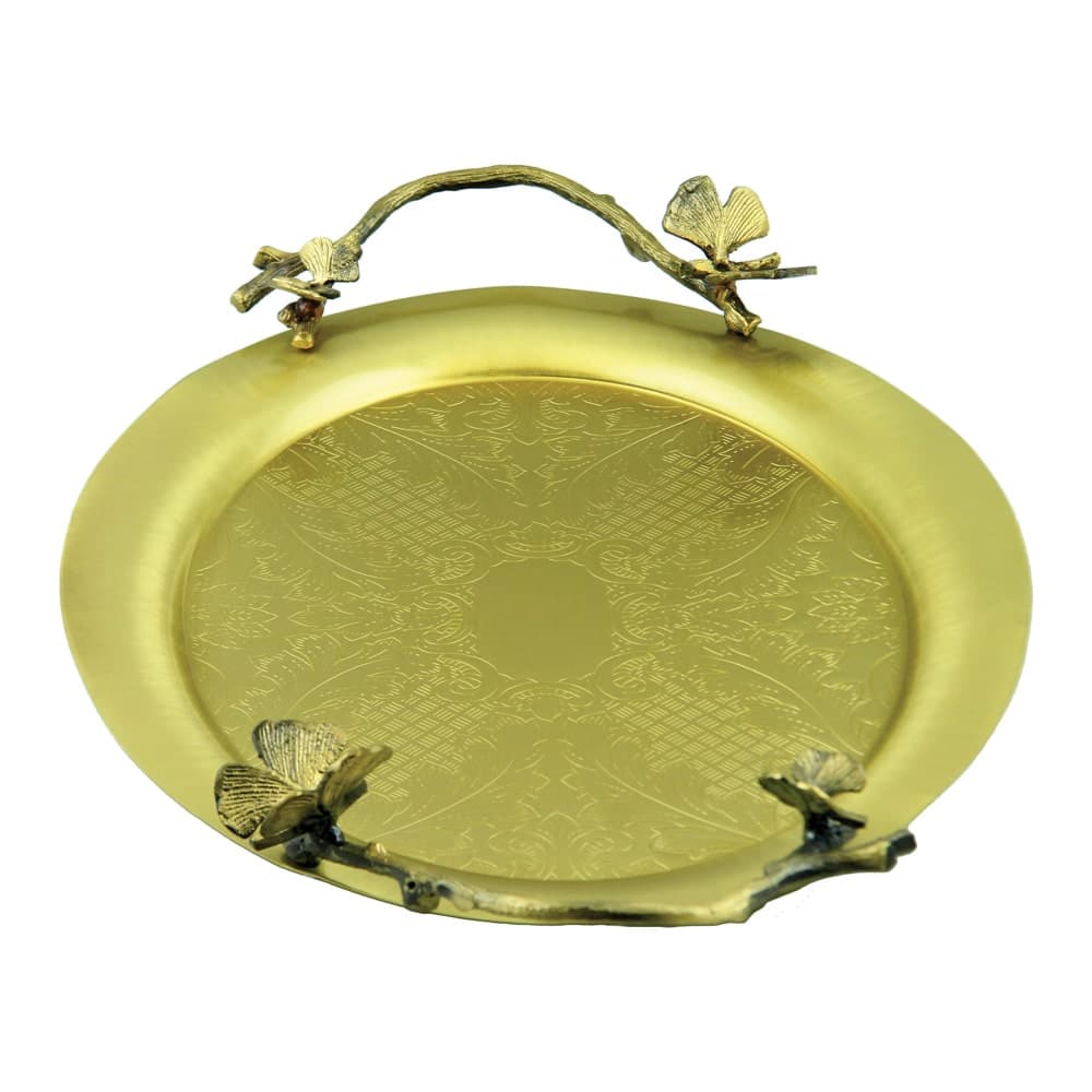 سينی پذیرایی مدل بیضی متوسط برنجی کد B-3088