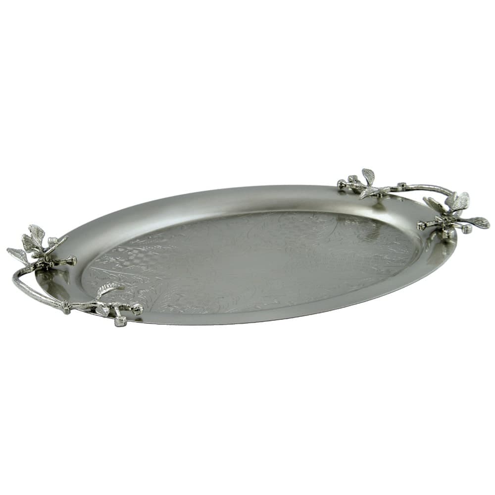 سينی پذیرایی مدل بیضی بزرگ نقره‌ای کد N-6089