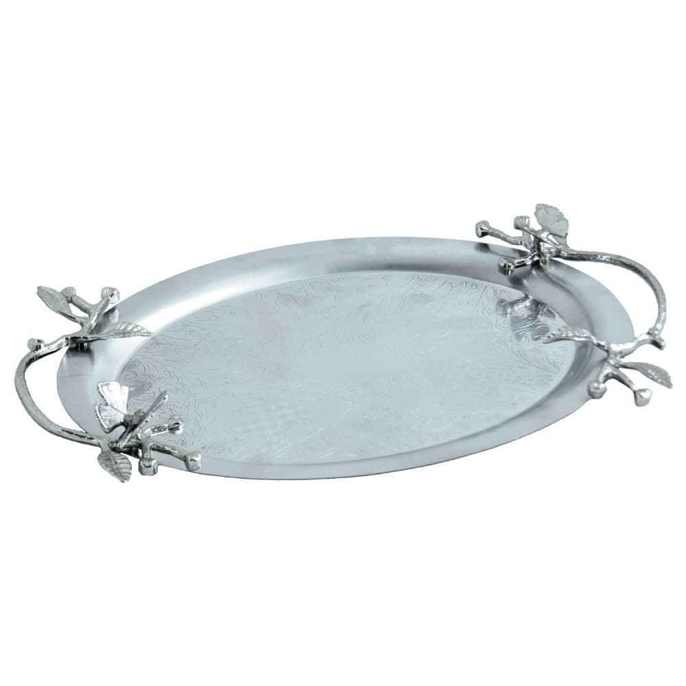 سينی پذیرایی مدل بیضی کوچک استیل مات کد SK-80088 — تصویر ۲