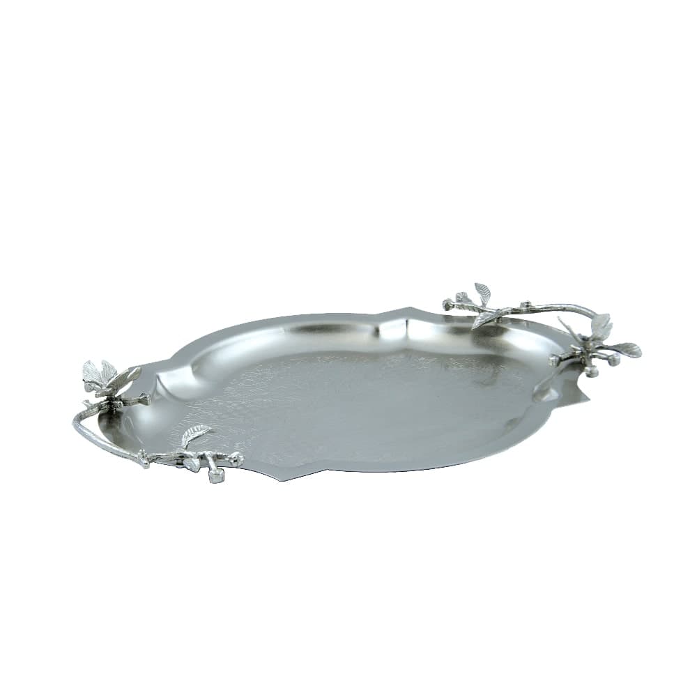 سينی پذیرایی مدل بیضی گوشه دار متوسط استیل مات کد SK-80084