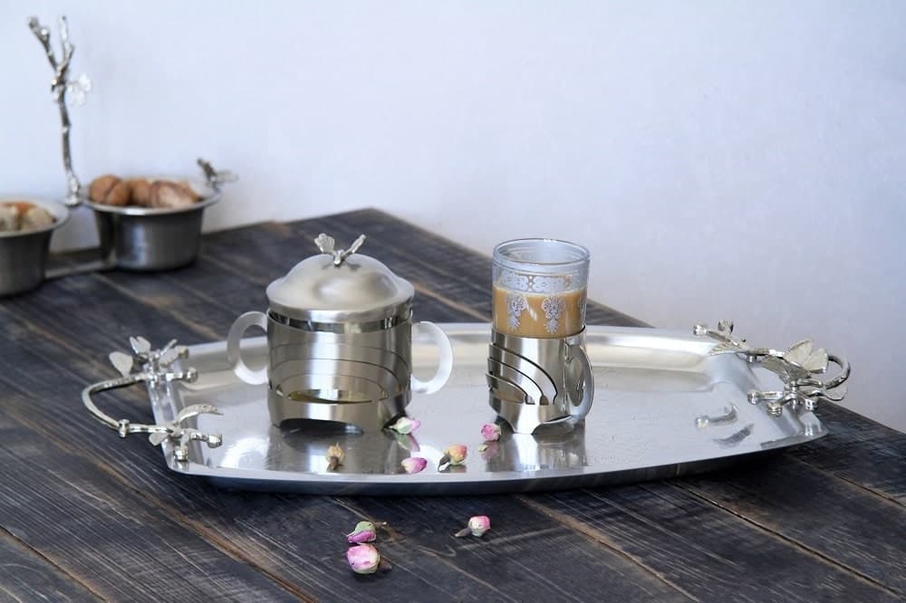 سينی پذیرایی مدل هلالی استیل مات متوسط کد SK-80081 — تصویر ۳