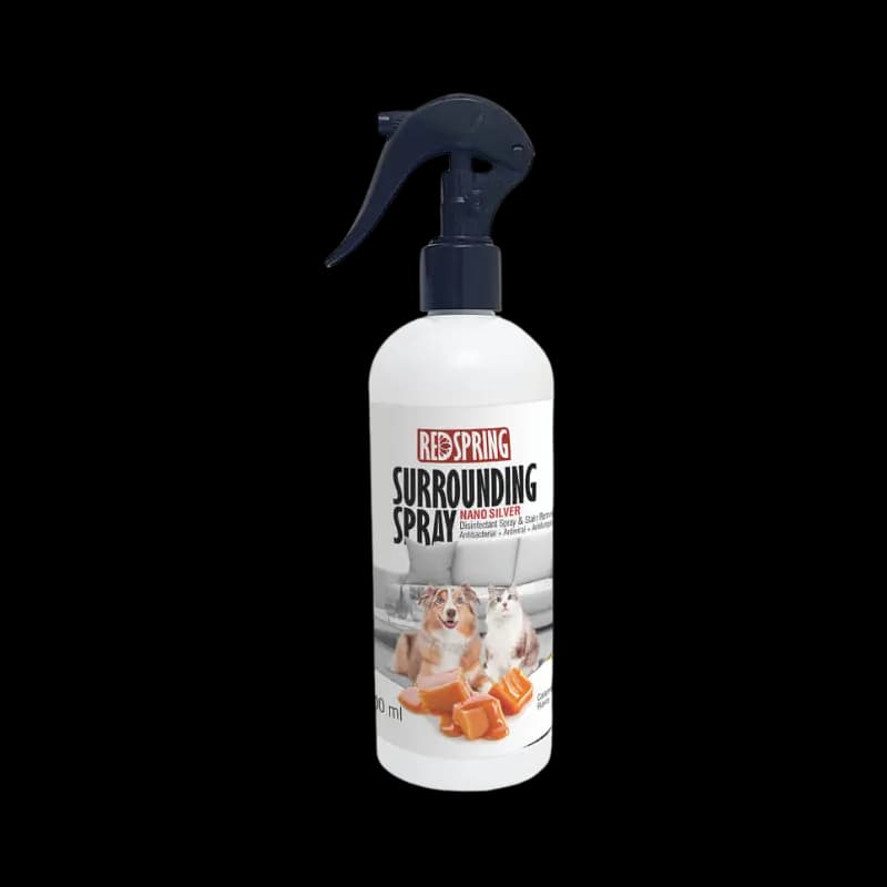 اسپری ضد عفونی کننده محیط و سطوح با رایحه کارامل برند Red spring رداسپرینگ 500 میلی