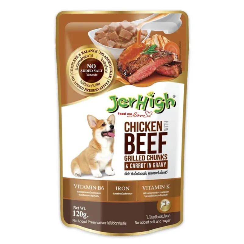 پوچ سگ جرهای طعم گوشت و مرغ Jerhigh dog pouch, chicken and beef flavor