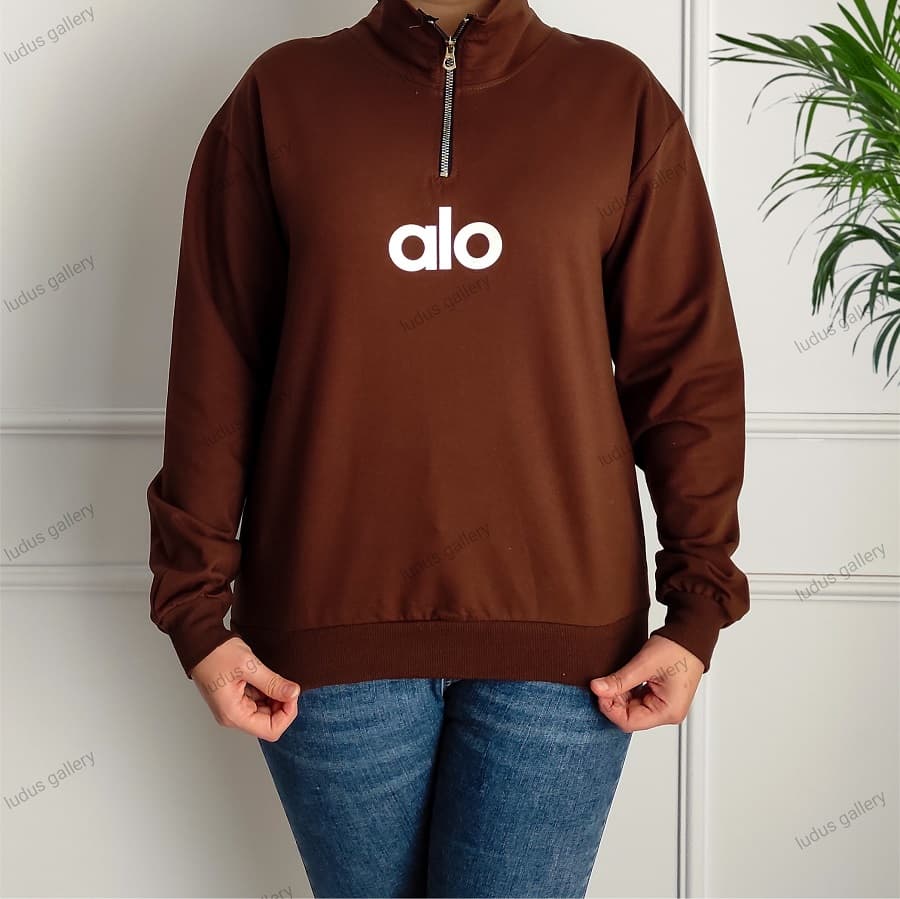 بلوز نیم زیپ زنانه طرح alo