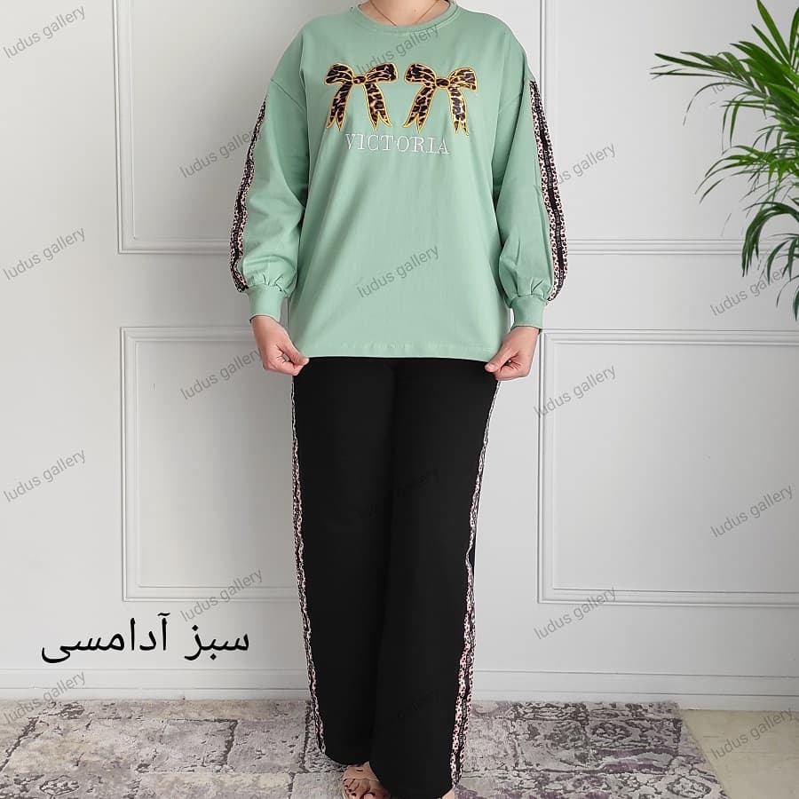ست بلوز و شلوار بگ زنانه طرح پاپیون — تصویر ۳