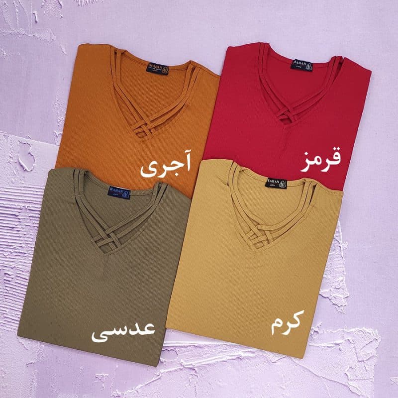 تیشرت کبریتی زنانه مدل یقه ضربدری کد TSH23 — تصویر ۴