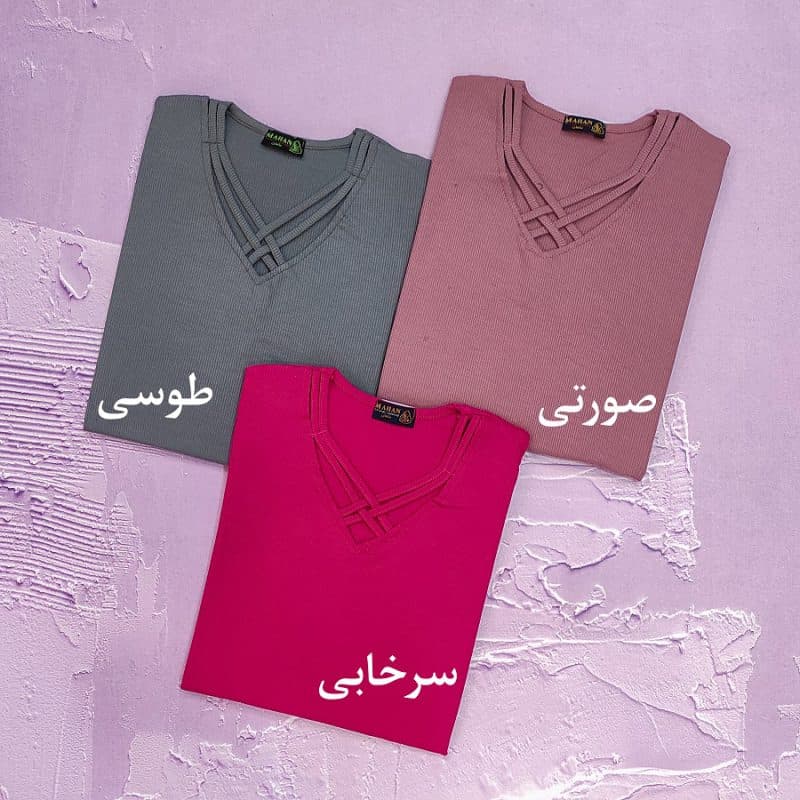 تیشرت کبریتی زنانه مدل یقه ضربدری کد TSH23 — تصویر ۵