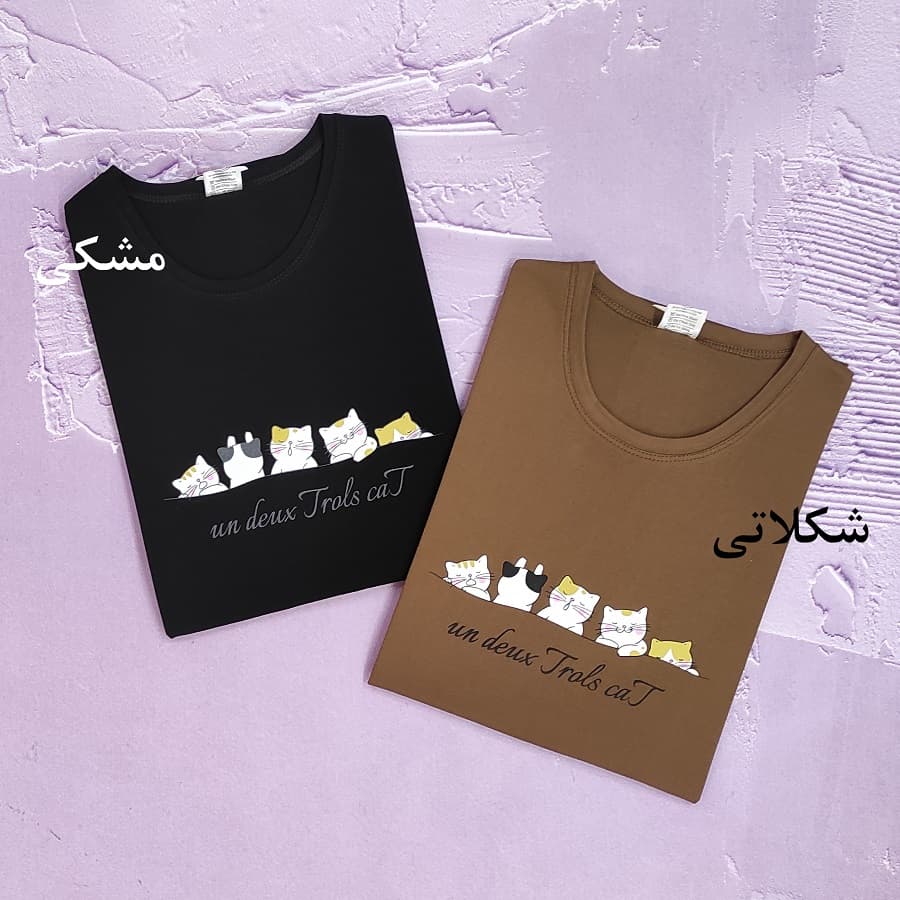 تیشرت زنانه سایز بزرگ طرح گربه کد TSH22 — تصویر ۵