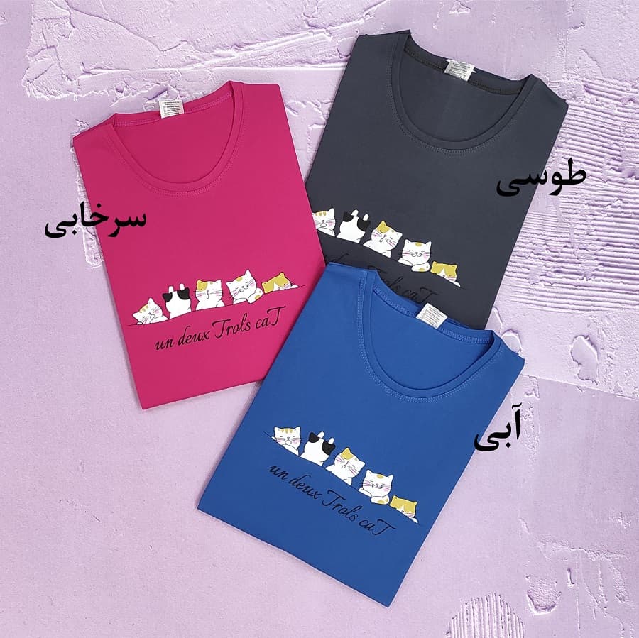 تیشرت زنانه سایز بزرگ طرح گربه کد TSH22 — تصویر ۴