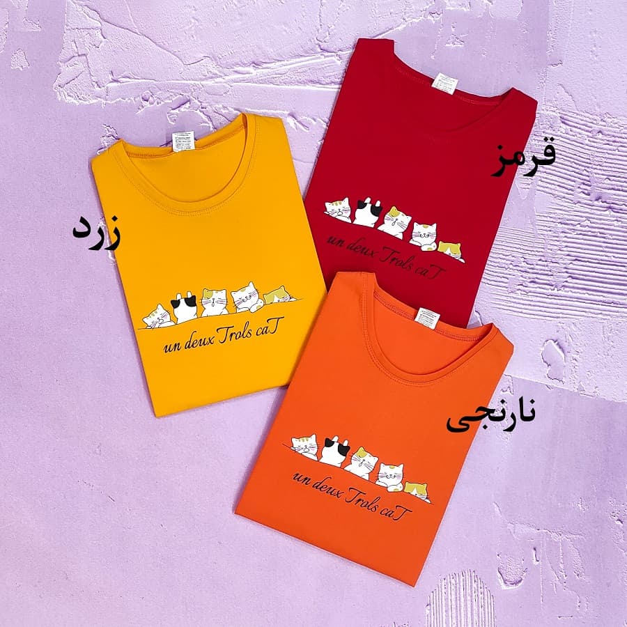 تیشرت زنانه سایز بزرگ طرح گربه کد TSH22 — تصویر ۳