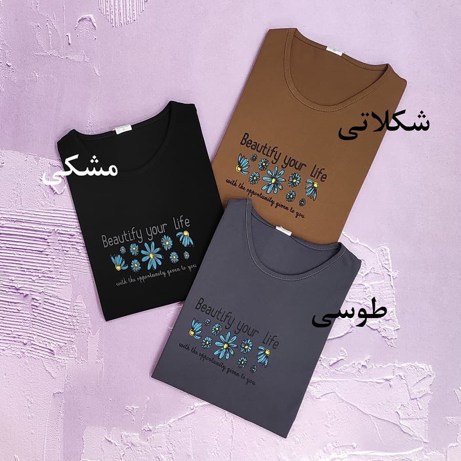 تیشرت قواره دار زنانه طرح گل کد TSH18 — تصویر ۳