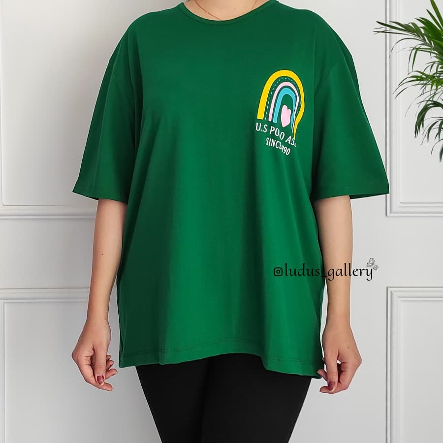 تیشرت بیگ سایز زنانه طرح رنگین کمان کد TSH17 — تصویر ۲