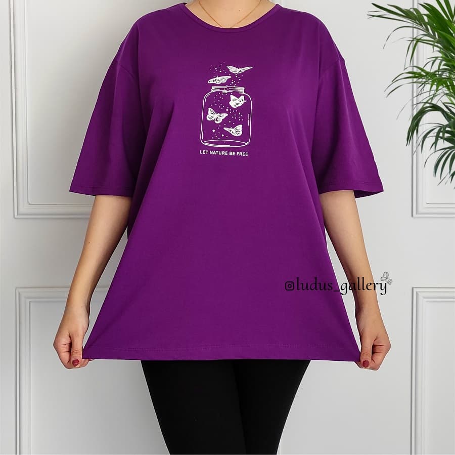 تیشرت زنانه سایز بزرگ طرح پروانه کد TSH16