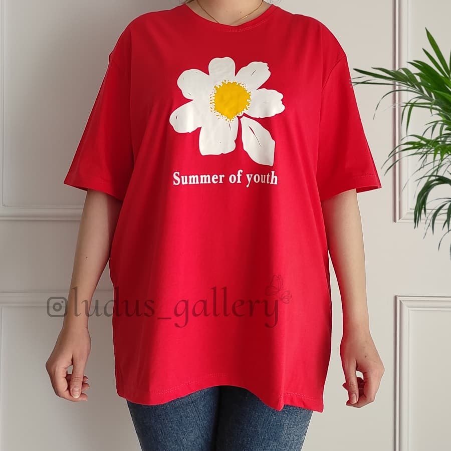 تیشرت سایز بزرگ زنانه طرح بابونه کد TSH15