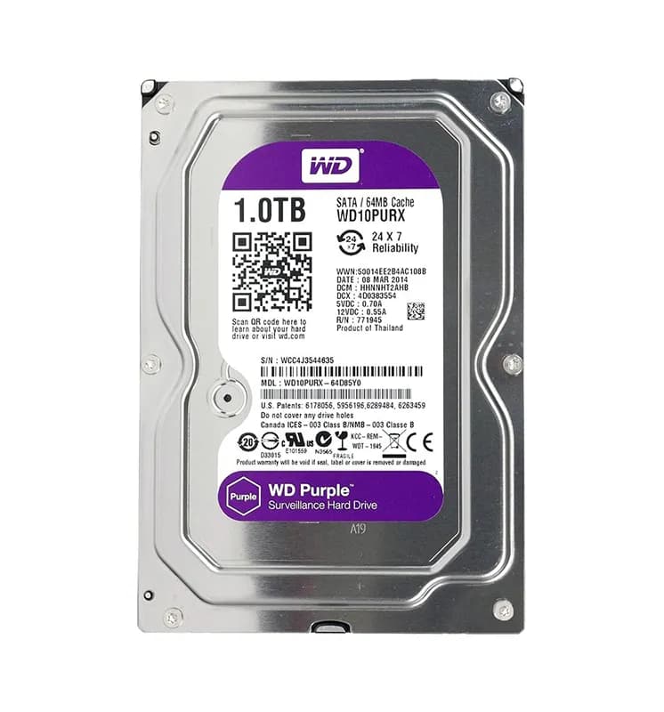 هارد دیسک اینترنال Western Digital WD Purple 1TB (گارانتی فروشگاهی) | فروش فقط حضوری در فروشگاه سفید رایانه اهواز