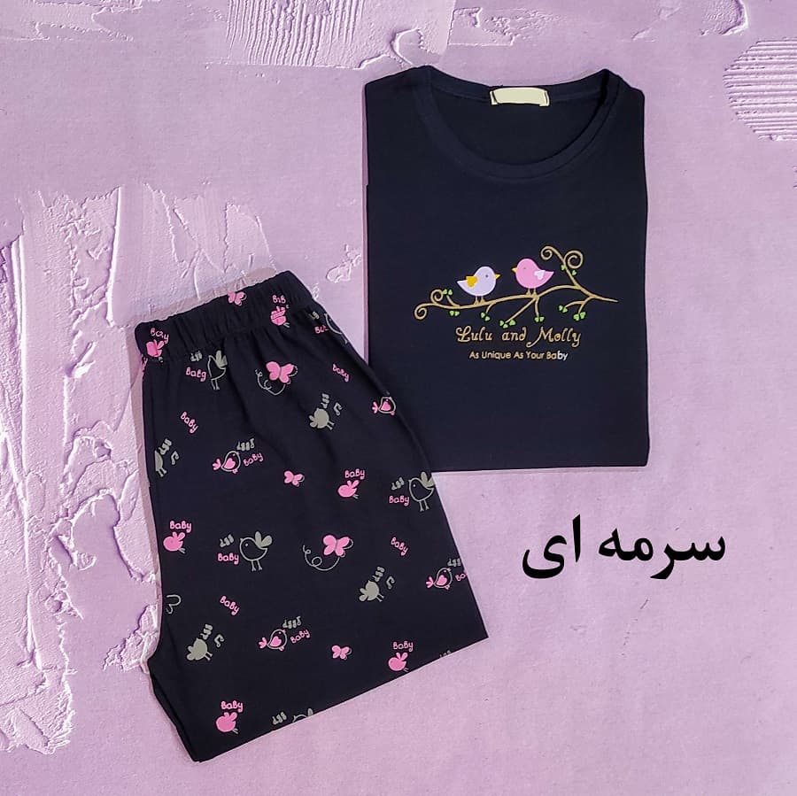 ست تیشرت و شلوارک زنانه طرح پرنده — تصویر ۸