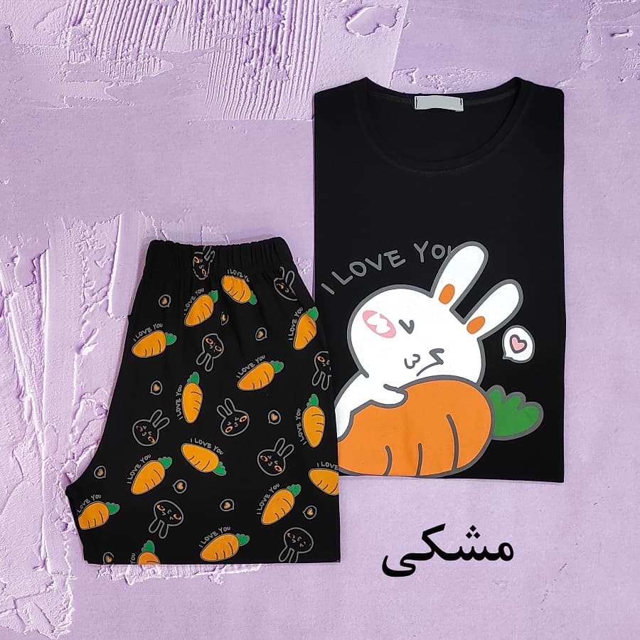 ست تیشرت شلوارک زنانه طرح خرگوش — تصویر ۵