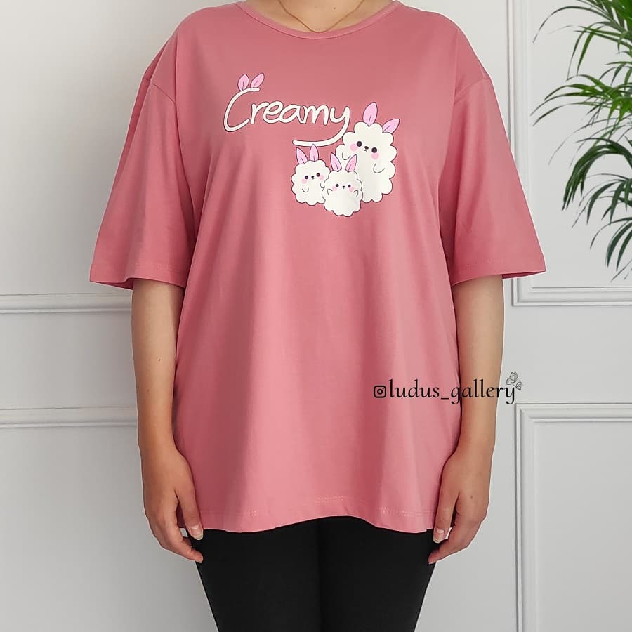 تیشرت سایز بزرگ زنانه طرح Creamy — تصویر ۲