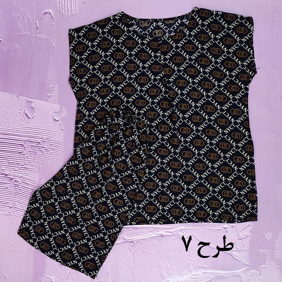 ست تیشرت و شلوارک نخی زنانه در طرح های متنوع — تصویر ۹