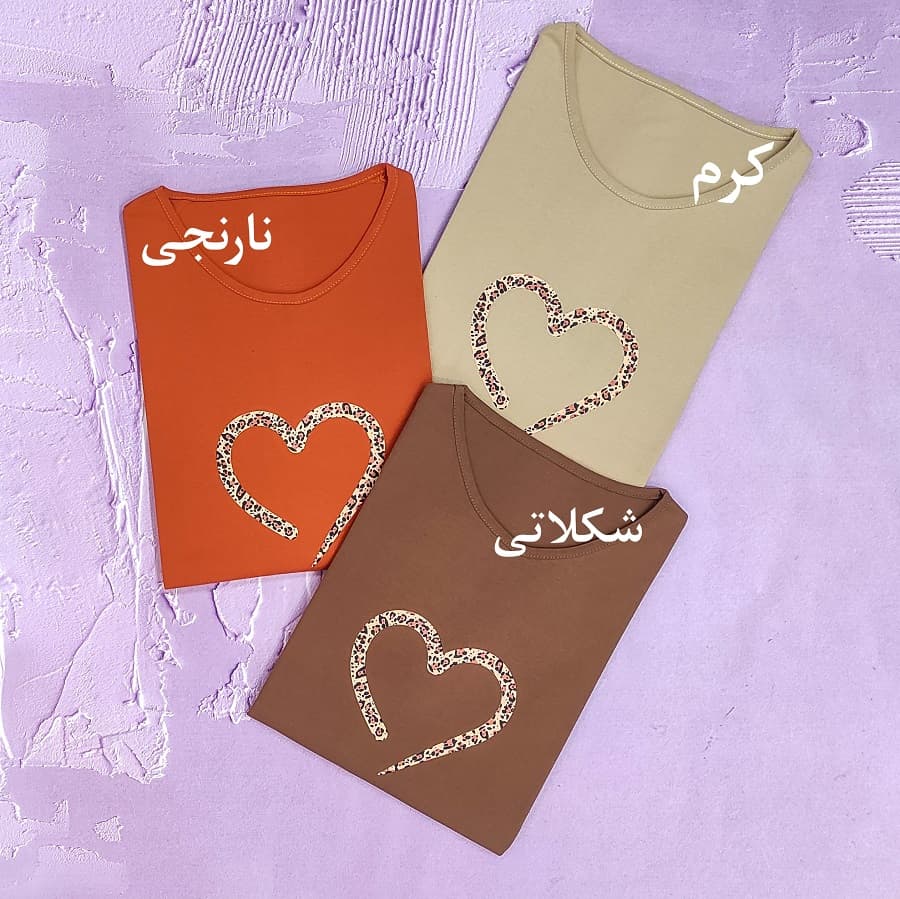 تیشرت زنانه سایز بزرگ طرح قلب پلنگی کد TSH04 — تصویر ۴
