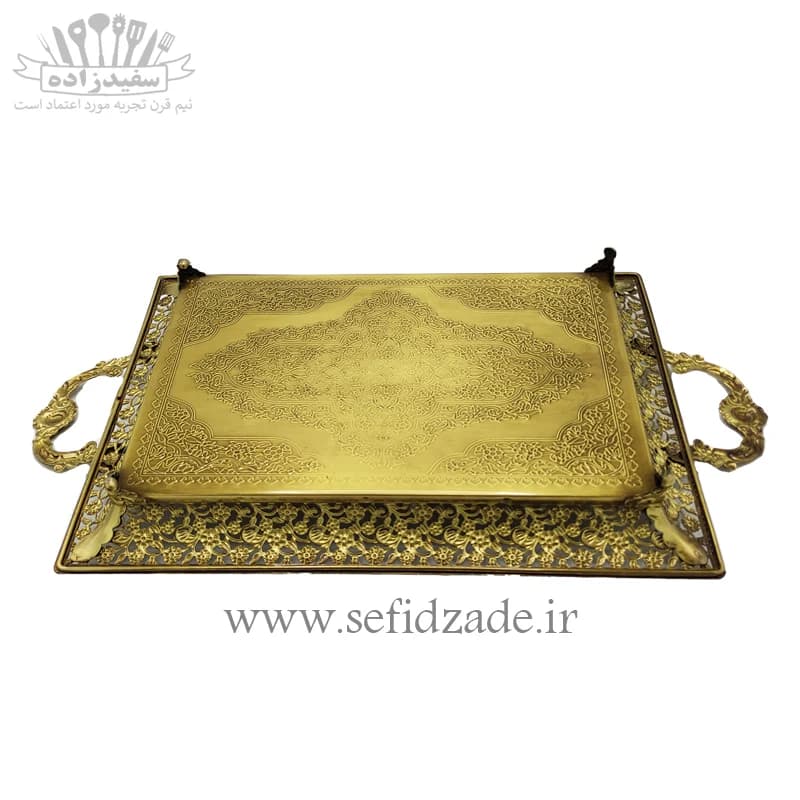 سینی پذیرایی مستطیل سلینا مدل گلریز آنتیک کد 3175 (بزرگ) — تصویر ۷