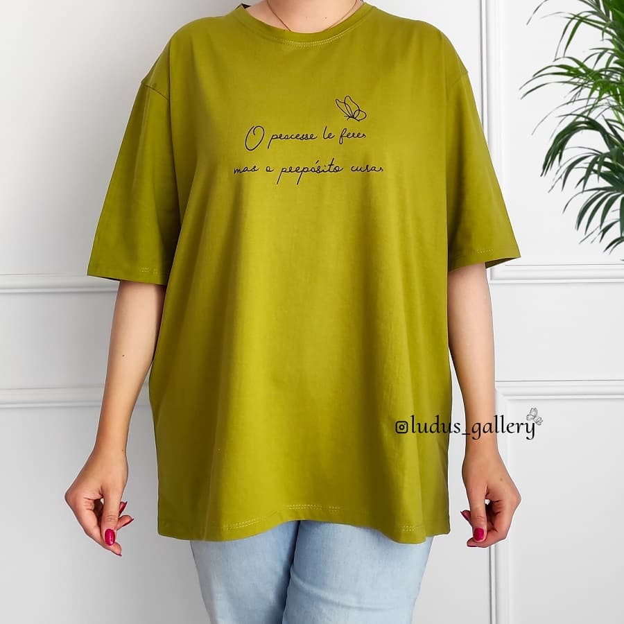 تیشرت سایز بزرگ زنانه طرح پروانه