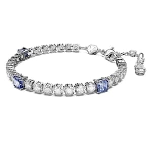 دستبند نقرهای و ابی سواروسکی اورجینال Swarovski Matrix Tennis Bileklik 5666426