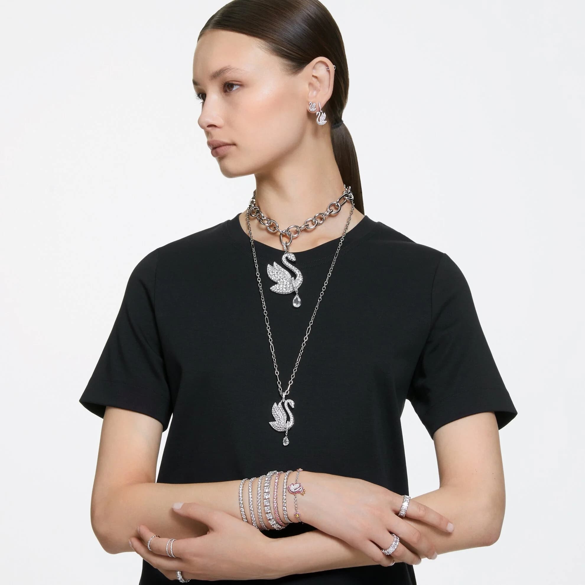 گردنبند نقره ای سواروسکی اورجینال Swarovski Iconic Swan Kolye 5647546 — تصویر ۶