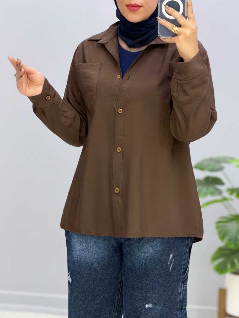 شومیز جلودکمه سیلک پری کد 2695320