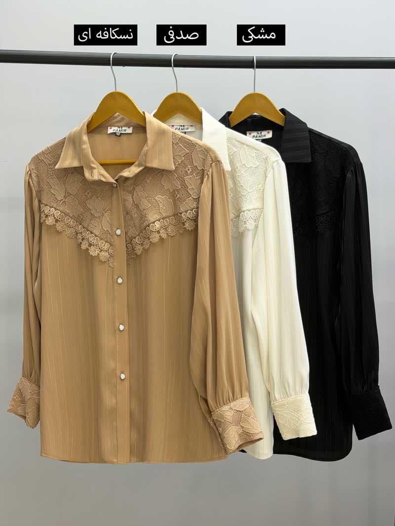 شومیز یقه مردانه ساتن رزیل کد 81837 — تصویر ۴