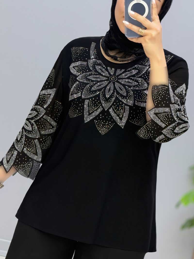 بلوز مجلسی یقه گرد دیوا کد 205634
