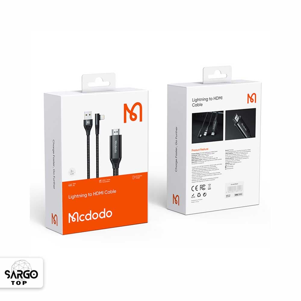 کابل تبدیل لایتنینگ به HDMI 4K مک دودو (Mcdodo) مدل CA-6400 مشکی 200 سانتیمتر — تصویر ۳