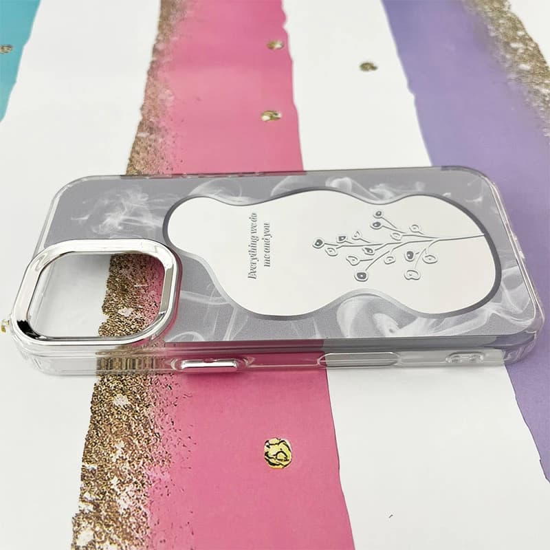 قاب گوشی iPhone 16 آیفون آینه ای طرح شکوفه کد 834