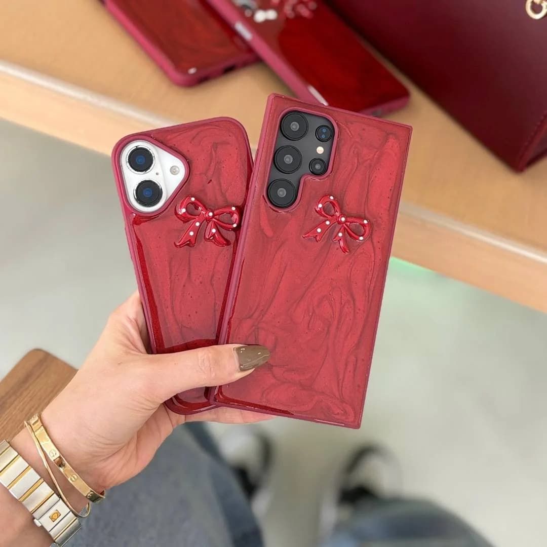 قاب گوشی iPhone 16 Pro آیفون رزینی طرح پاپیون چری کد 830 — تصویر ۲