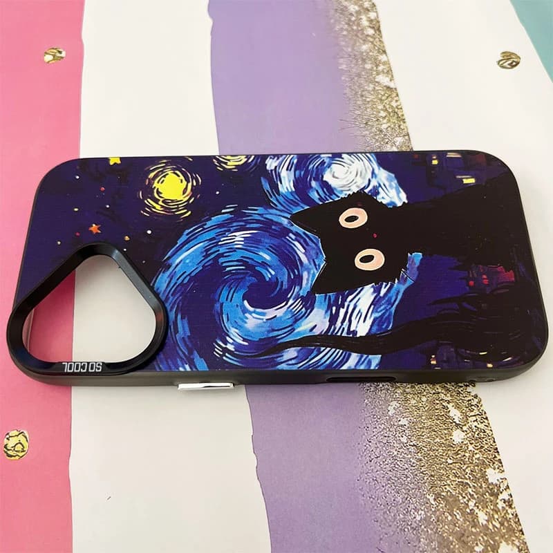 قاب گوشی iPhone 17 آیفون So Cool طرح گربه در شب پر ستاره کد 795