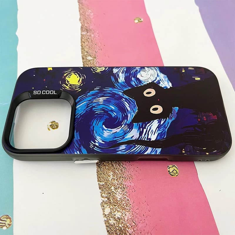 قاب گوشی iPhone 16 Pro آیفون So Cool طرح گربه در شب پر ستاره کد 795