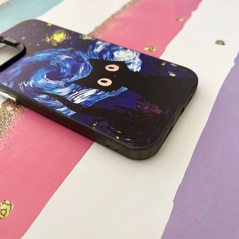 قاب گوشی iPhone 13 / 14 آیفون So Cool طرح گربه در شب پر ستاره کد 795 — تصویر ۳