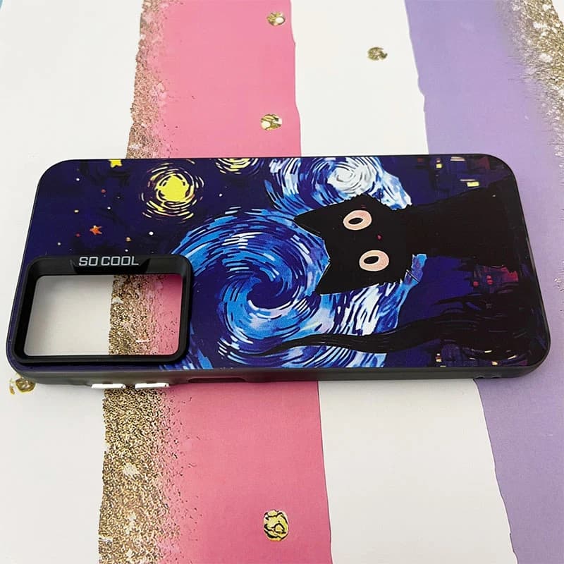 قاب گوشی Galaxy A17 سامسونگ So Cool طرح گربه در شب پر ستاره کد 795