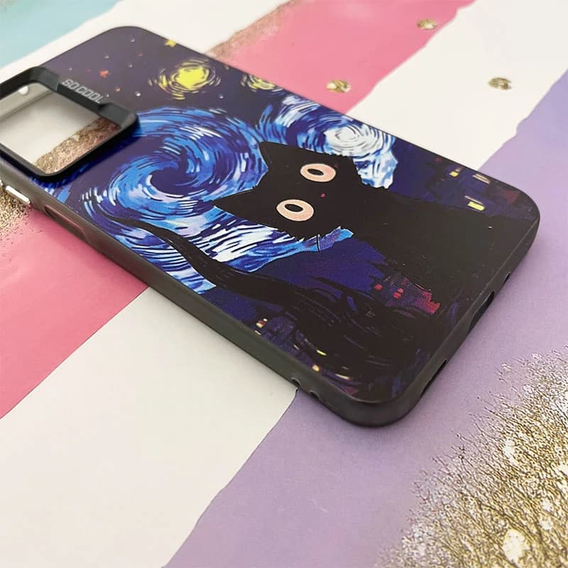 قاب گوشی Galaxy A17 سامسونگ So Cool طرح گربه در شب پر ستاره کد 795 — تصویر ۳